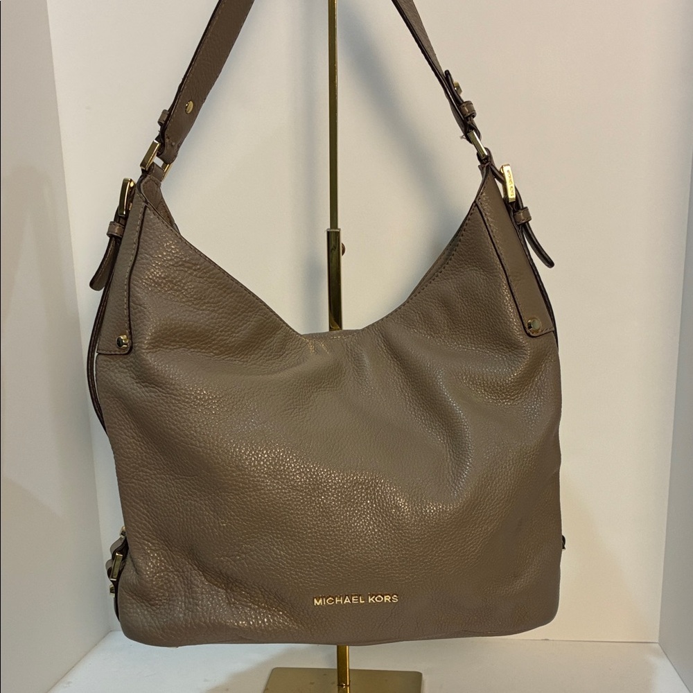 Michael Kors Taupe Leather Hobo Shoulder Bag